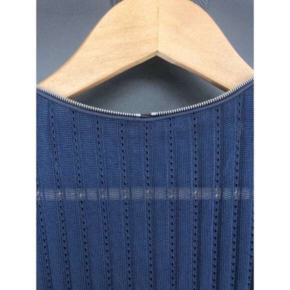 Rag & Bone Navy Valerie Zip Sleeveless Blouse Women's S Sheer Zip Collar V-Neck - Picture 4 of 8